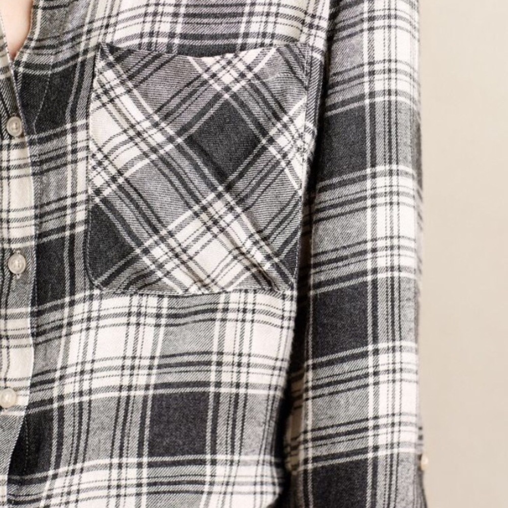Cloth & Stone | Gray Plaid Flannel Romper | Size M - Picture 3 of 8